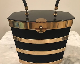 Dorset Rex 5th Avenue Black Velvet & Gold Box Purse