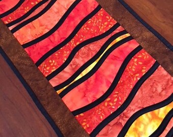 Modern Quilted Table Runner, Sunrise