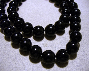 Black Stone Beads Gemstone Black Round 8MM
