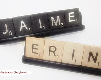 Personalized Scrabble Desk Sign - Black Base