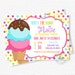 Ice Cream Birthday Invitation, Ice Cream Party Invite, Ice Cream Rainbow Invitation, Girl Birthday Invitation
