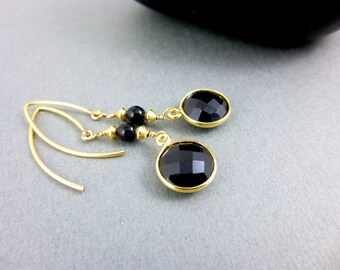 Black Onyx Dangles, Chakra Earrings, Root Chakra Earrings, 14K Gold Fill, Healing Crystals, Chakra Energy, Healing Chakra Jewelry