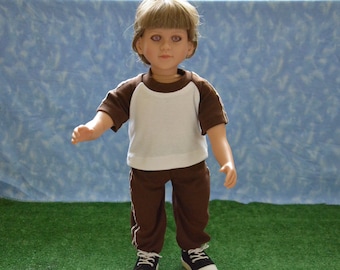 23" Boy Doll Clothes - Fits My Twinn - Brown and White Sweats Outfit - Handmade