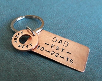 New Dad Gift Dad Keychain First Fathers Day Gift Personalized Gift for Dad Keyring Perfect Gift for Dad Keychain copper New Daddy Key Chain