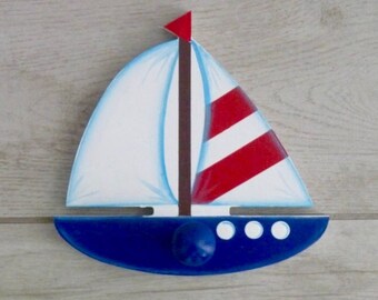 Wall hooks, Coat hooks, Kids room decor, Kids wall hooks, Wall decorations - Sailboat nursery decor