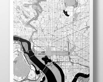 Washington D.C., Map Poster - B&W