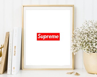 supreme fashion logo art painting art print room decor typographic print brandy melville frame quotes bedroom
