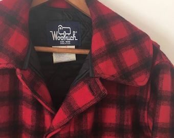 Vintage Woolrich Wool Plaid Classic Hunt Coat Sz. M USA
