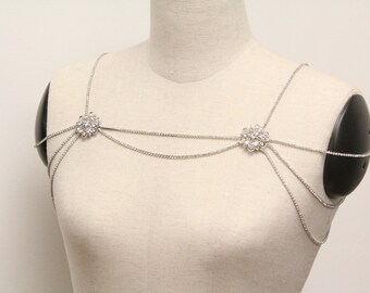 Bridal shoulder necklace,Rhinestone necklace,Wedding necklace,Shoulder jewelery,Bridal shoulder chain,Wedding jewelry,Bridal necklace,bridal