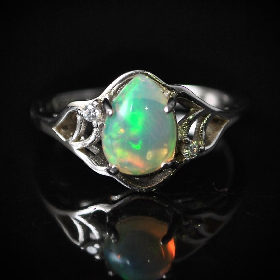 Sterling Silver Opal Ring Sz 6.75 #10022