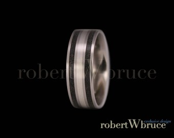 MEGALODON, Sterling Silver & Titanium Groom's Wedding Band Ring - Exclusive rWb Custom Design