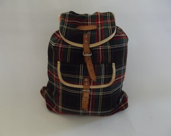 Wonderful vintage Scottish tartan backpack, rucksack, Bagsac