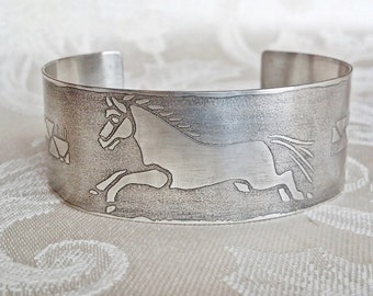 Tribal Horse Art Jewelry Handmade Sterling Silver Bracelet Equestrian Jewelry Sterling Silver Jewelry