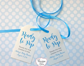 Baby Shower Favor Tags Baby Shower Tag Favor Tags Ready to Pop, Girl Baby Shower Boy Baby Shower Gift tags Custom Tags with Your name