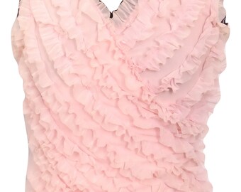 Vintage See Through Ruffles Pink Top