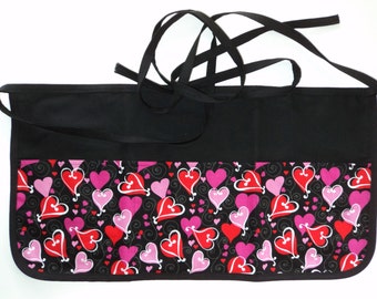 Valentine's Hearts Server Half Apron - Made to Order