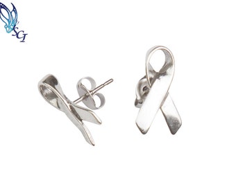 Sterling Silver Small Awareness Ribbon Post Stud Earrings, Cancer Awareness Earrings, Hope Earrings, Ribbon Earrings, Hope Jewelry, SER326
