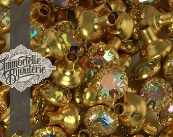 24SS Swarovski Metal Rhinestone Rivets Crystal AB - Vintage Austrian First Quality Crystal - NO BACKS - 12 pcs