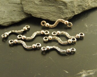 10 antique silver flower connectors