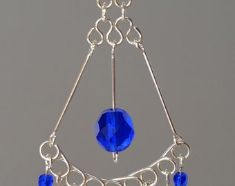 Chandelier Sterling Silver Earrings- Wire Wrapped Handmade