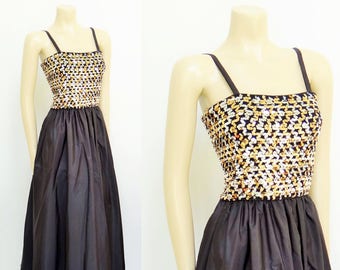 Vintage Dress, UK10, Evening Dress, Christmas Dress, Gold Maxi Dress, Ball Gown, Maxi Dress, Vintage Metallic, Vintage Gown, Metallic Dress