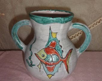 antique Vallauris fish vase