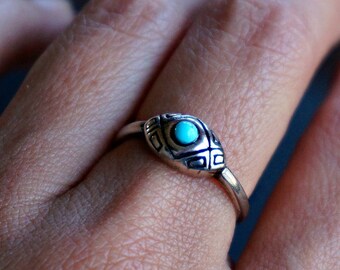 Ahanu Sterling Silver Ring Turquoise Ring Boho Ring Bohemian Jewelry
