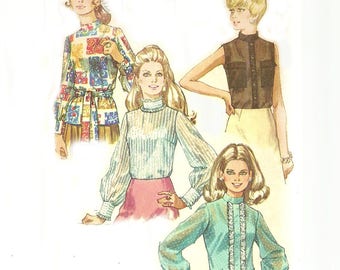 Vintage Blouse Pattern With Stand Up Collar UNCUT Bust 40 Simplicity 8594 Size 18