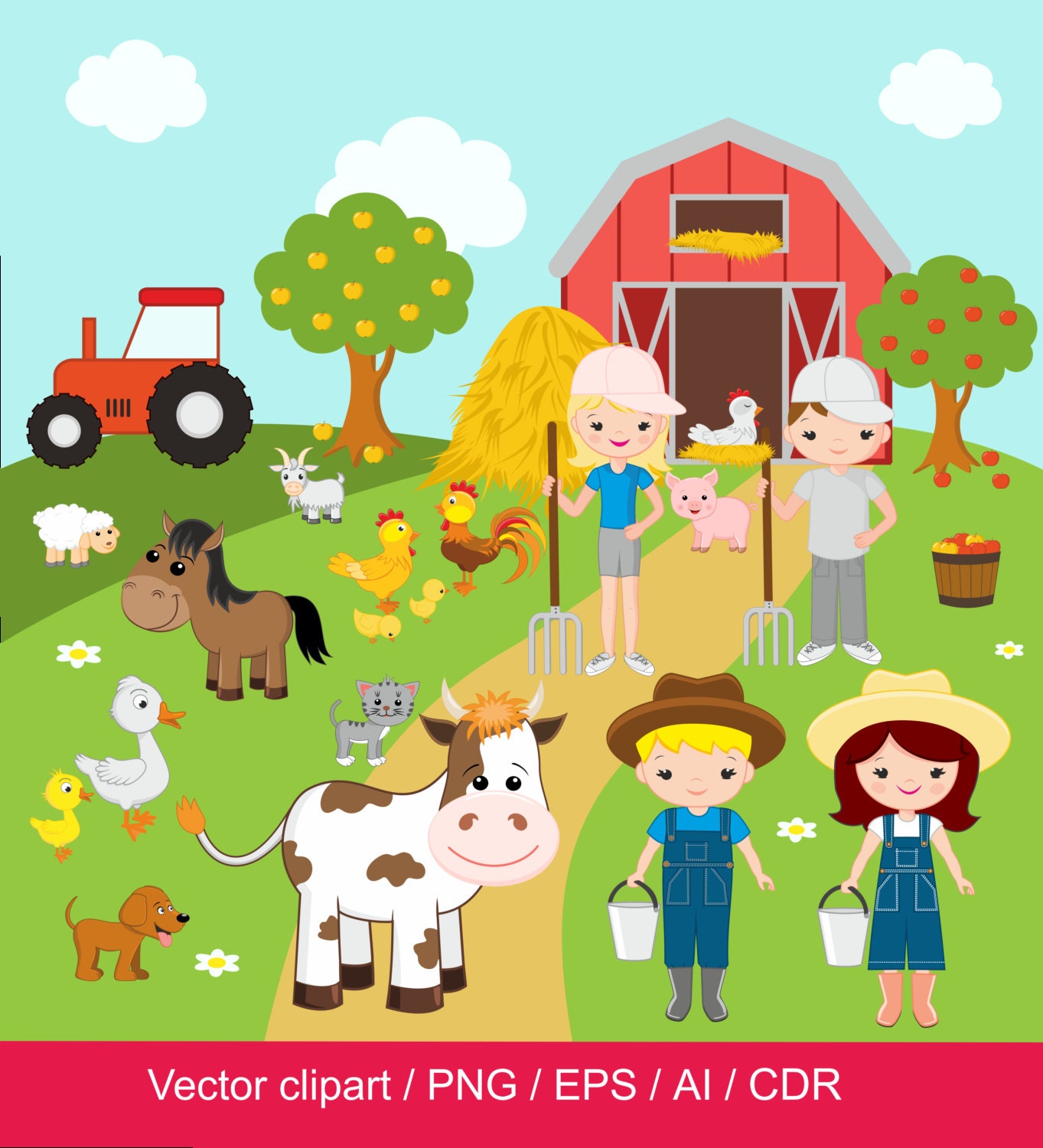 Farm Clipart Farm Digital Clip Art Barnyard Clipart Farm