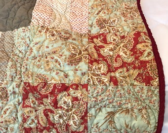 Lap size blanket, homemade quilts, Small Quilts, light quilt, muted color blanket