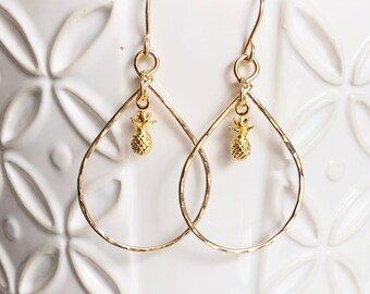 Earrings HANA - pineapple earrings - pineapple hoops earrings - Hawaiian earrings (E437)