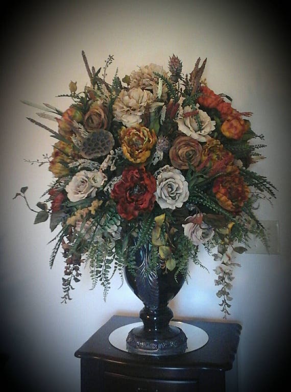 Floral Arrangement Large Tuscan Silk Floral Centerpiece 