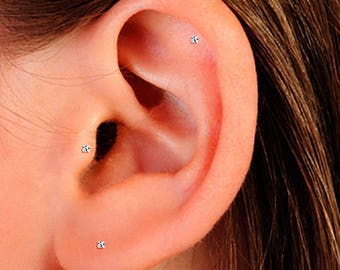 Tiny CZ Cartilage Stud, Small CZ Helix Stud, Tiny Stud Earrings, Small CZ Stud Earrings, Tiny Earrings, Tiny Stud Earrings, Stud Earrings