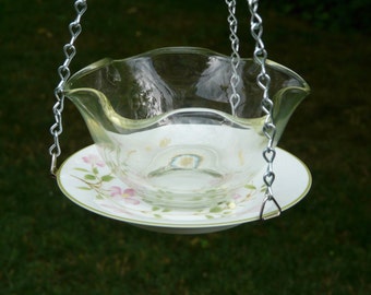 Bowl and Plate Bird Feeder, First Blush