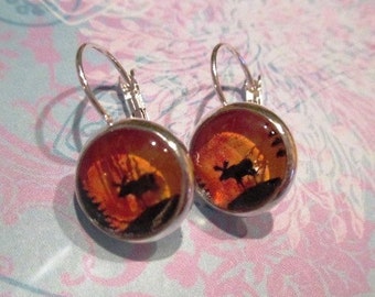 Moose Silver Glass Earrings