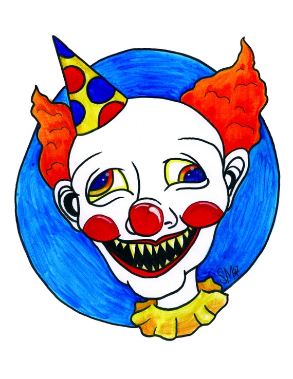 Items similar to Drawlloween - Day 17 - Clown (ORIGINAL DRAWING) on Etsy