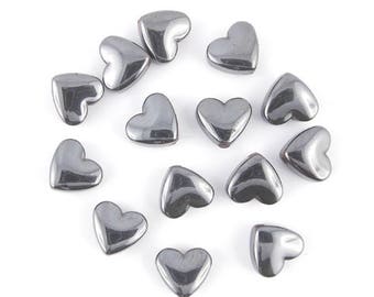 10 beads hematite gunmetal 9x8mm (03 c) heart x