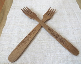 Wooden Forks,Rustic Forks, Rustic Kitchen Decor,Rustic Cutlery,Guests Gift,Kitchen Gift,Primitive Decor,Wood Utensils, Organic Carved Forks