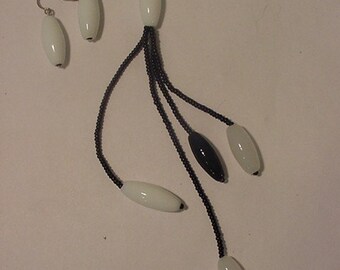 Vintage Baked Beads Necklace & Pierced Earring Set Pretty 2011 - 24