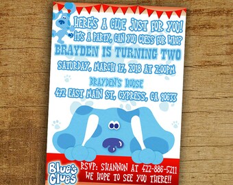 Blues Clues Birthday Invitation, Blues Clues Birthday Party Invite, Digital-Printable-Personalized Blues Clues Invitation, Blues Clues Party