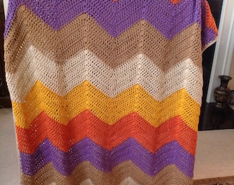 Autumn Chevron Chrochet Blanket