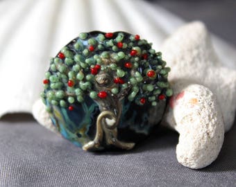 Elizabeth Creations APPLE TREE spree focal artisan lampwork bead - Sra