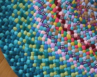 Made To Order Custom Colorful Handmade Hand Braided Round Rug / Rag Rug / Carpet for your nursery / bath / entry in your color choices