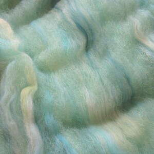 2.3oz. Alpaca Handcrafted Carded Batt - Hand Dyed Alpaca - Emerald Green - Blended w/Hand Dyed Merino Top - Greens & Turquoise w/Firestar