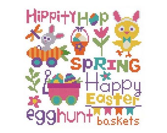 Easter Word Art Counted Cross Stitch PDF Pattern