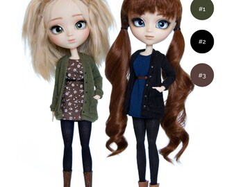 Long sweater with pockets, tunic and socks for Pullip, Pure Neemo, Azone, Blythe, Dal, Obitsu 27 soft, Obitsu 23 dolls (3 pieces set)