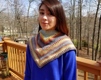 Lovely little springtime shawlette in mixed colors of merino wool and nylon blend.