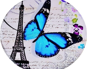 Large Cabochon resin Paris Butterfly 57mm
