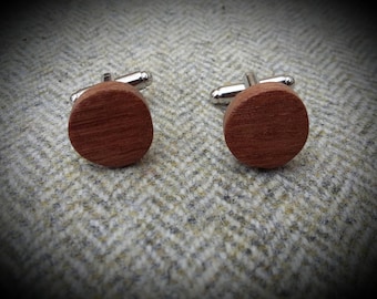 Sapele Round Cufflinks