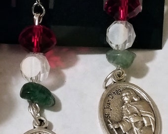 Our Lady of Guadalupe and Juan Diego Medal Earrings